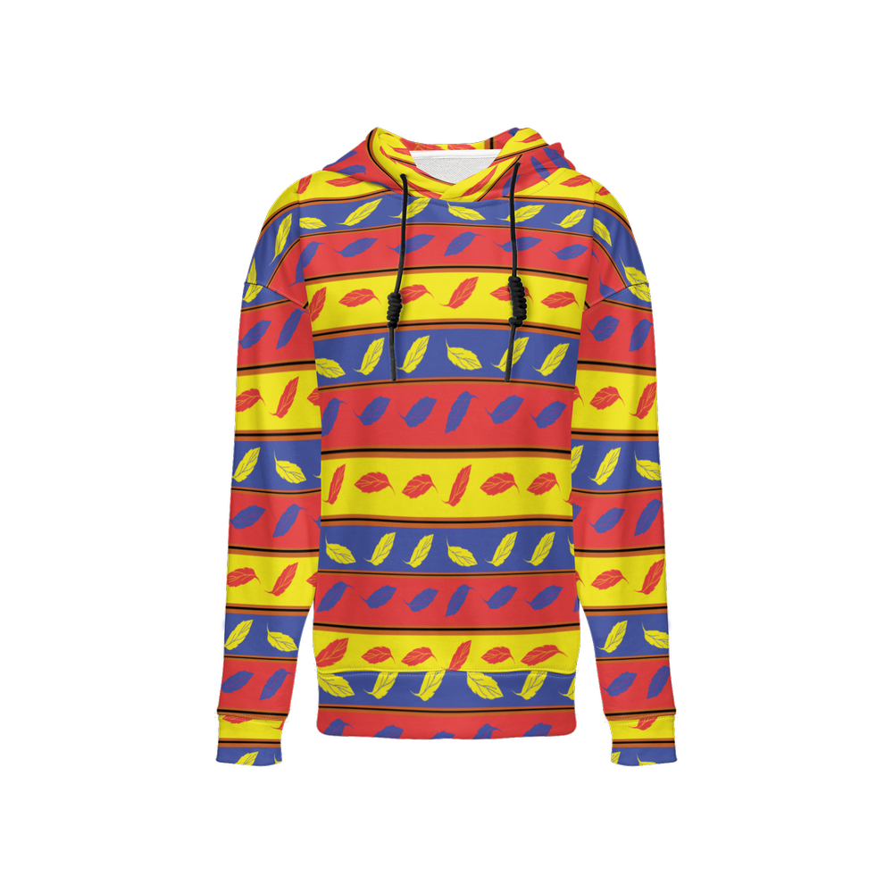 Red Yellow Blue Leaf Pattern Women’s Relaxed Fit Hoodie