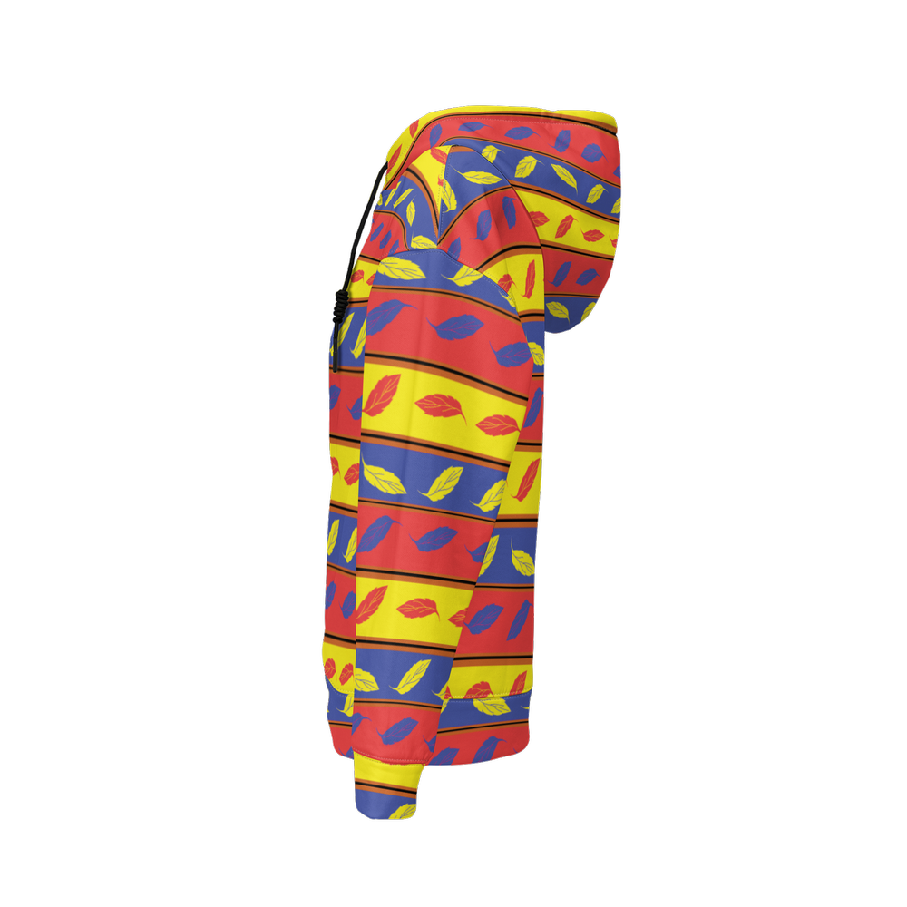 Red Yellow Blue Leaf Pattern Women’s Relaxed Fit Hoodie