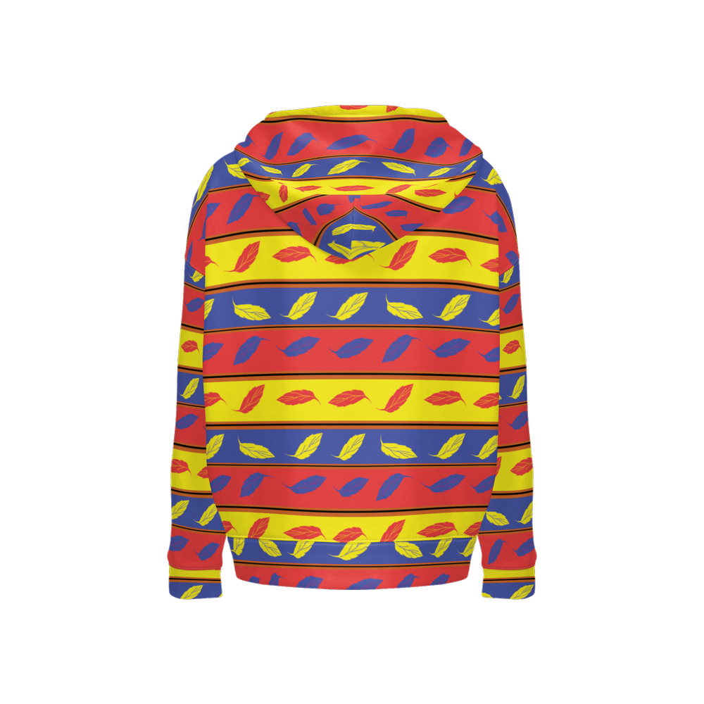 Red Yellow Blue Leaf Pattern Women’s Relaxed Fit Hoodie