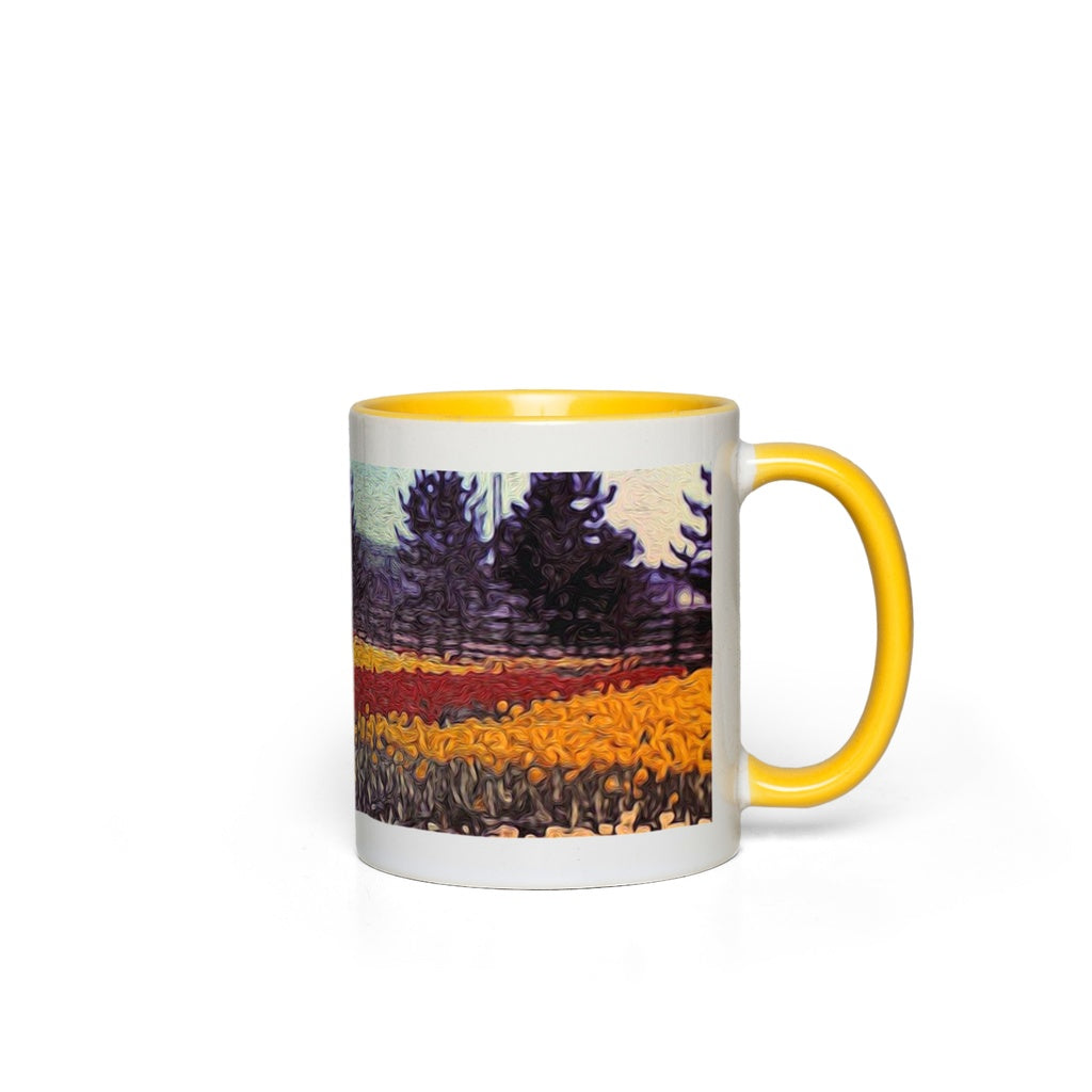Vintage Travel Field of Tulips Accent Mugs