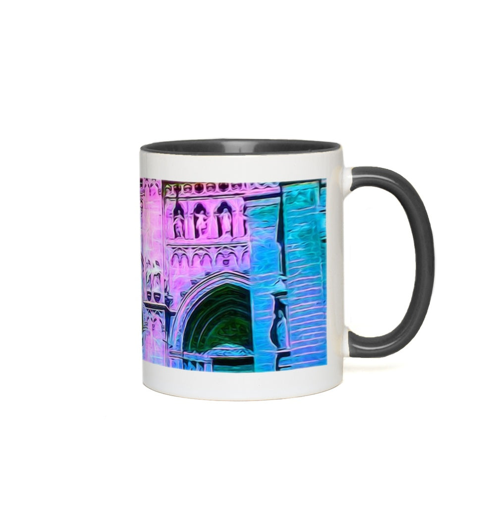 Blue and Pink Cathedral Doors Accent Mugs
