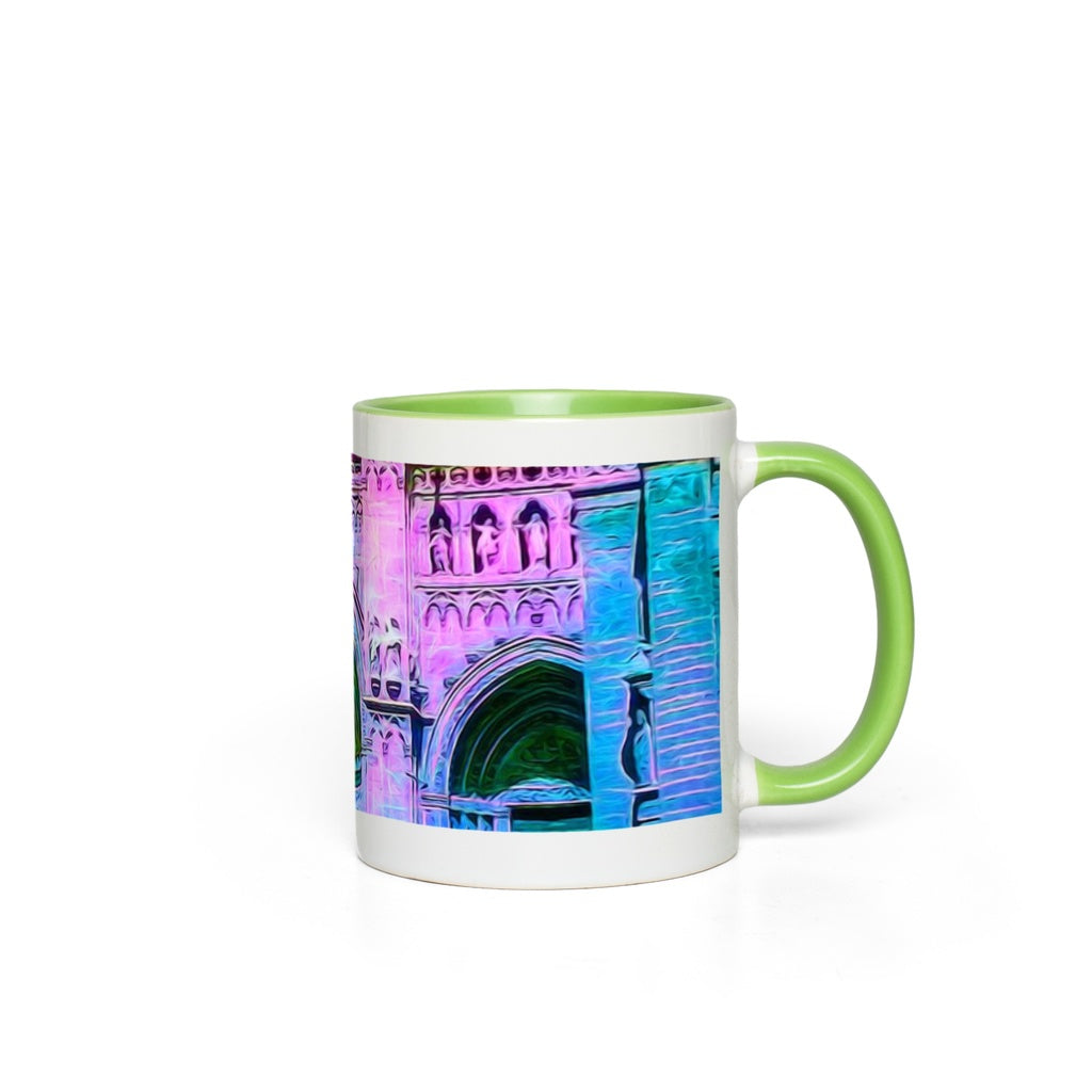 Blue and Pink Cathedral Doors Accent Mugs