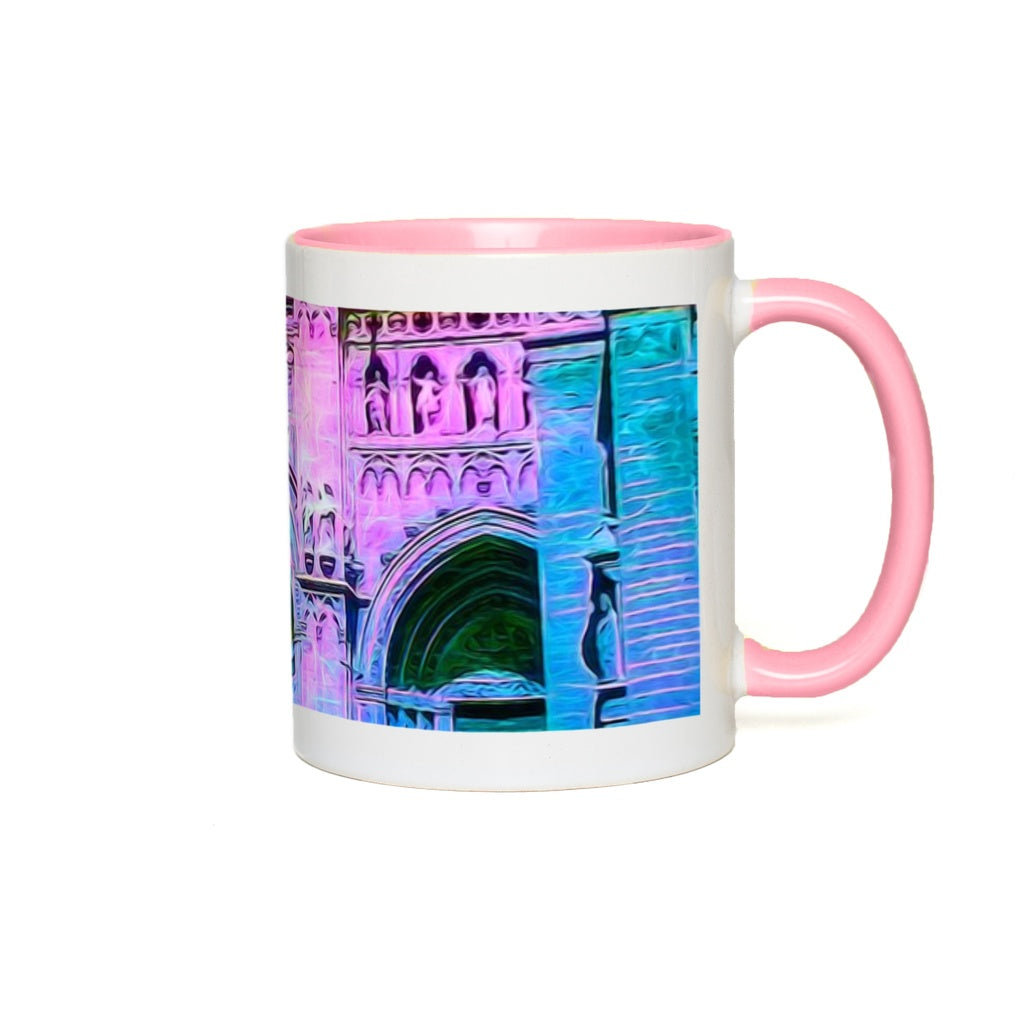 Blue and Pink Cathedral Doors Accent Mugs