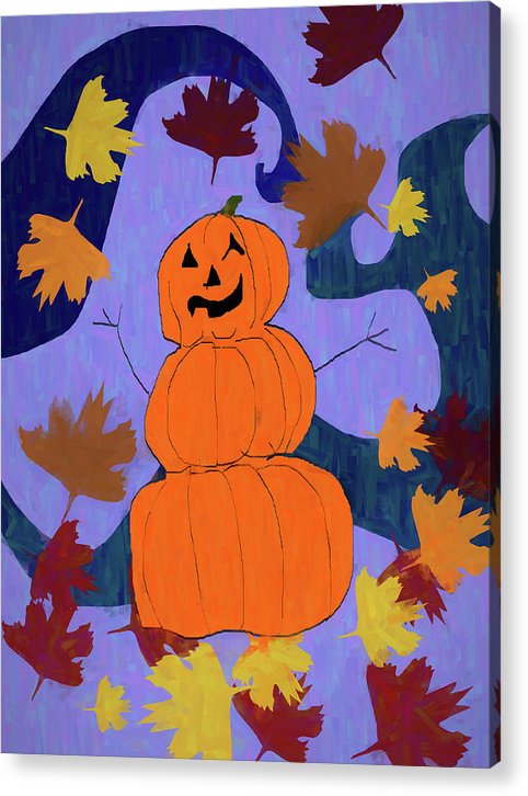 Pumpkin Snowman - Acrylic Print
