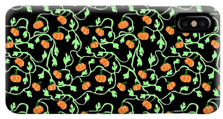 Pumpkins and Vines on Black - Phone Case
