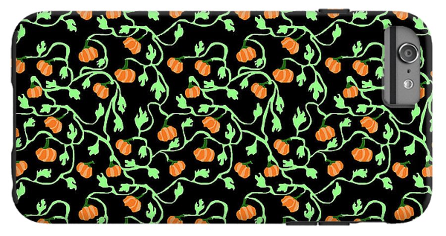 Pumpkins and Vines on Black - Phone Case