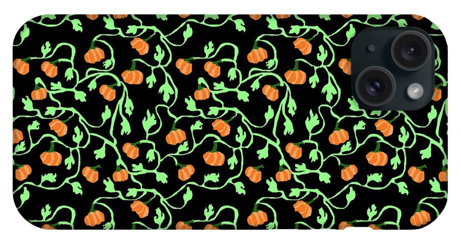 Pumpkins and Vines on Black - Phone Case