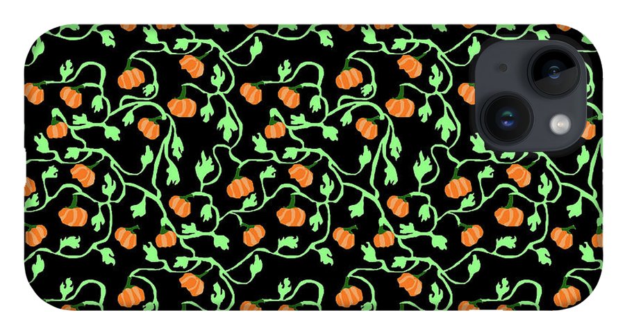 Pumpkins and Vines on Black - Phone Case