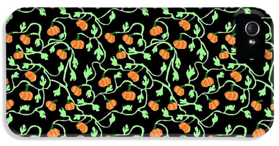 Pumpkins and Vines on Black - Phone Case