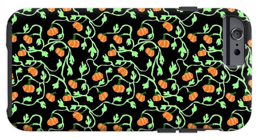 Pumpkins and Vines on Black - Phone Case