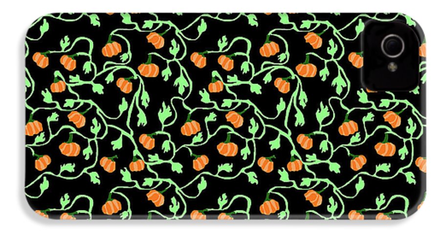 Pumpkins and Vines on Black - Phone Case