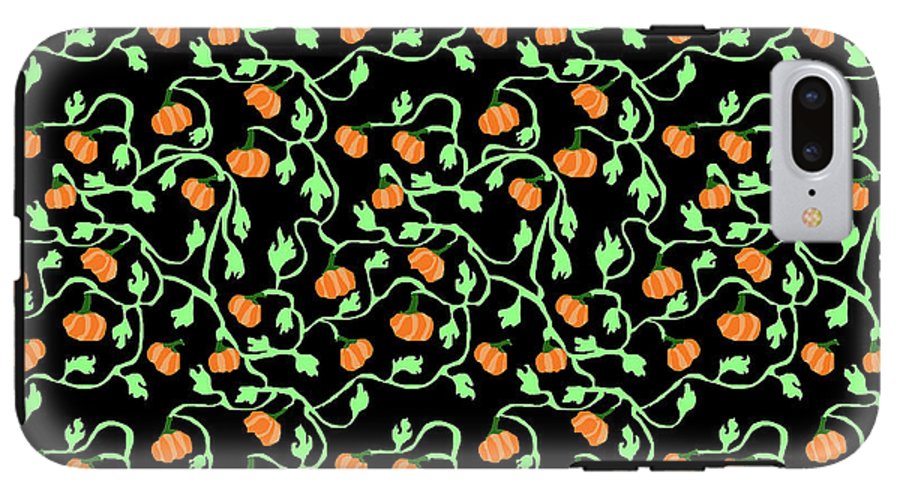 Pumpkins and Vines on Black - Phone Case