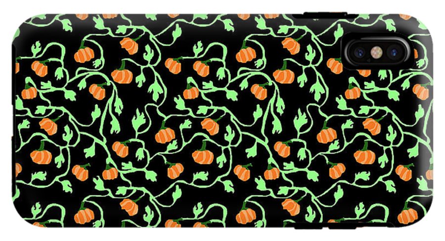 Pumpkins and Vines on Black - Phone Case