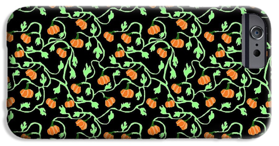 Pumpkins and Vines on Black - Phone Case