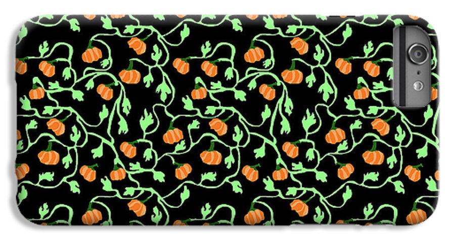 Pumpkins and Vines on Black - Phone Case