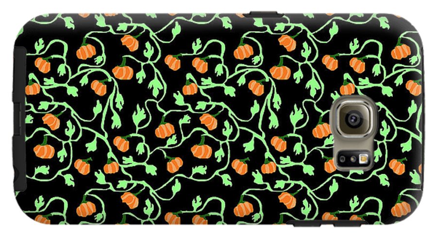 Pumpkins and Vines on Black - Phone Case