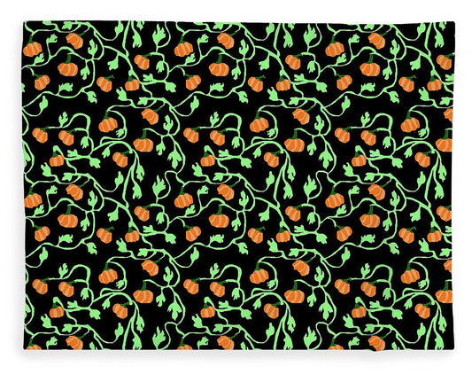 Pumpkins and Vines on Black - Blanket
