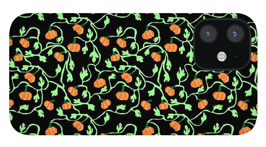 Pumpkins and Vines on Black - Phone Case