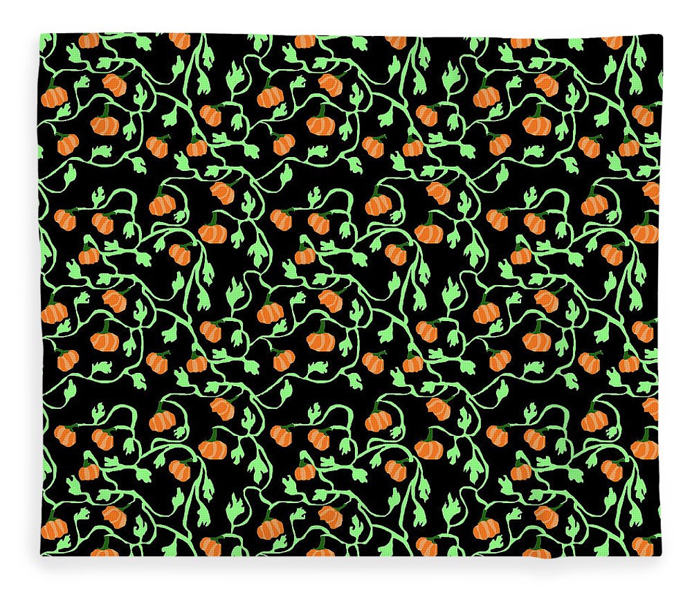 Pumpkins and Vines on Black - Blanket