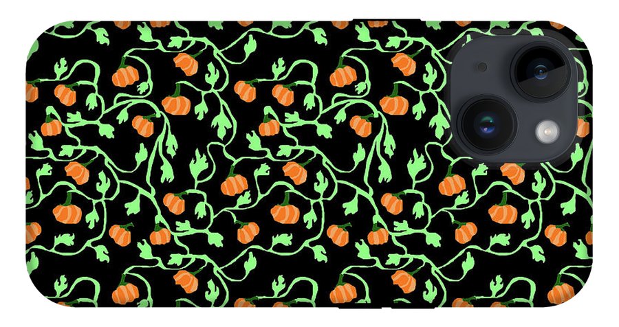 Pumpkins and Vines on Black - Phone Case