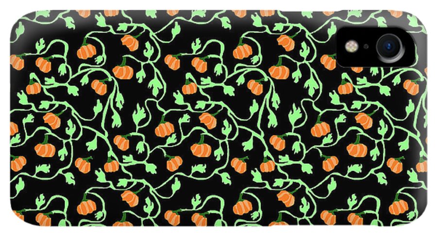Pumpkins and Vines on Black - Phone Case