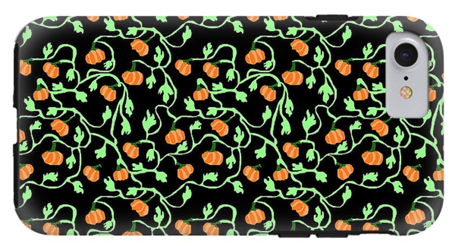 Pumpkins and Vines on Black - Phone Case