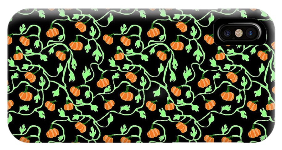 Pumpkins and Vines on Black - Phone Case