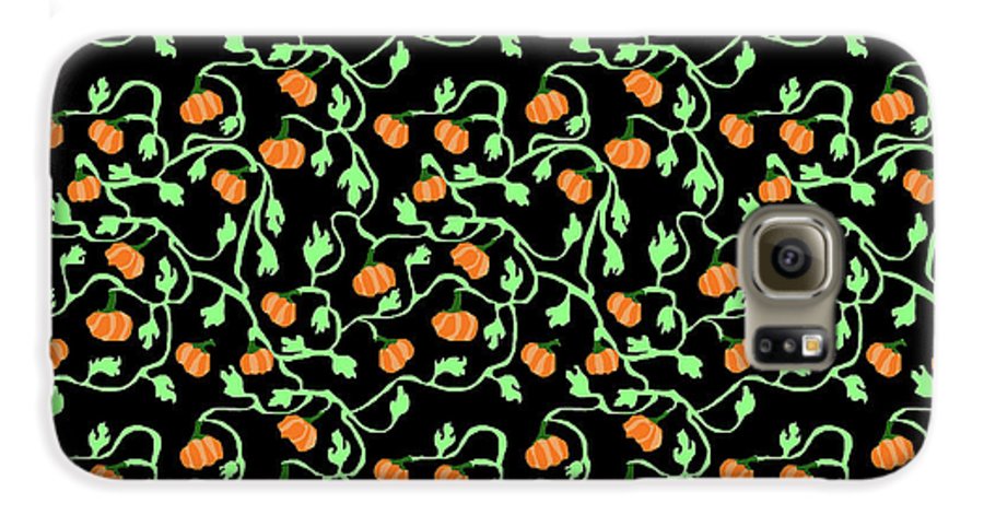 Pumpkins and Vines on Black - Phone Case