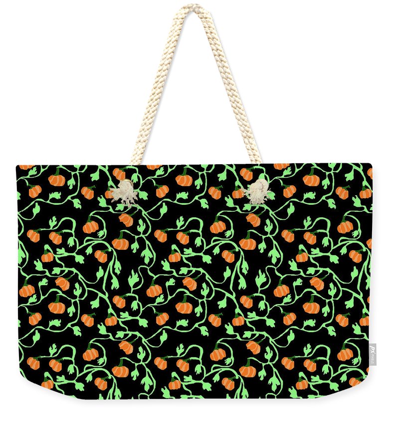 Pumpkins and Vines on Black - Weekender Tote Bag