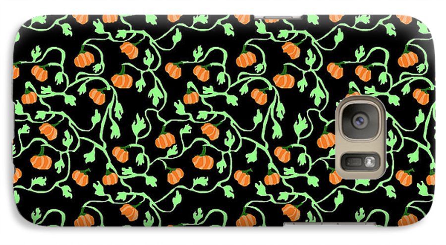 Pumpkins and Vines on Black - Phone Case
