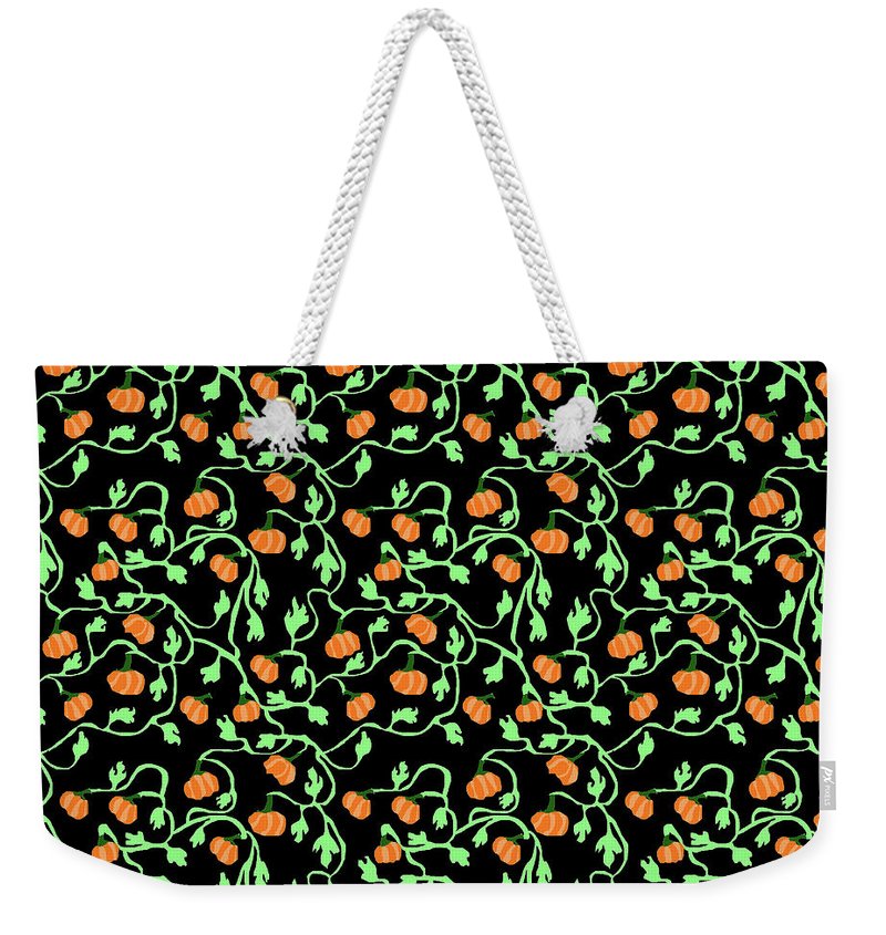 Pumpkins and Vines on Black - Weekender Tote Bag