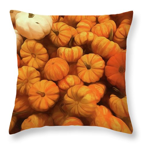 Pumpkins Tiny Gourds Pile - Throw Pillow