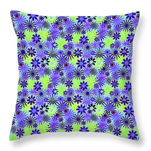 Purple and Green Daisies Variation 4 - Throw Pillow
