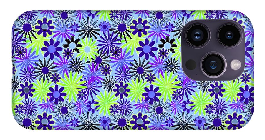 Purple and Green Daisies Variation 4 - Phone Case