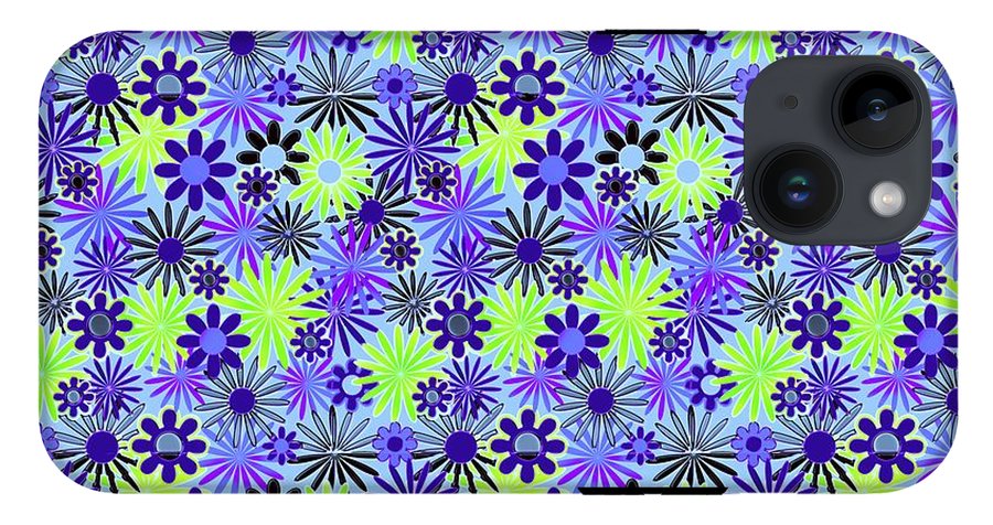 Purple and Green Daisies Variation 4 - Phone Case