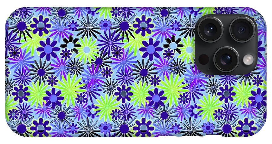 Purple and Green Daisies Variation 4 - Phone Case