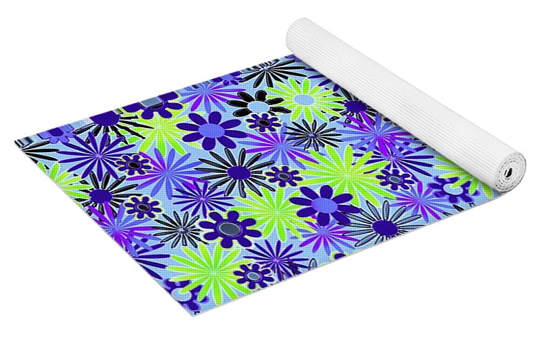 Purple and Green Daisies Variation 4 - Yoga Mat