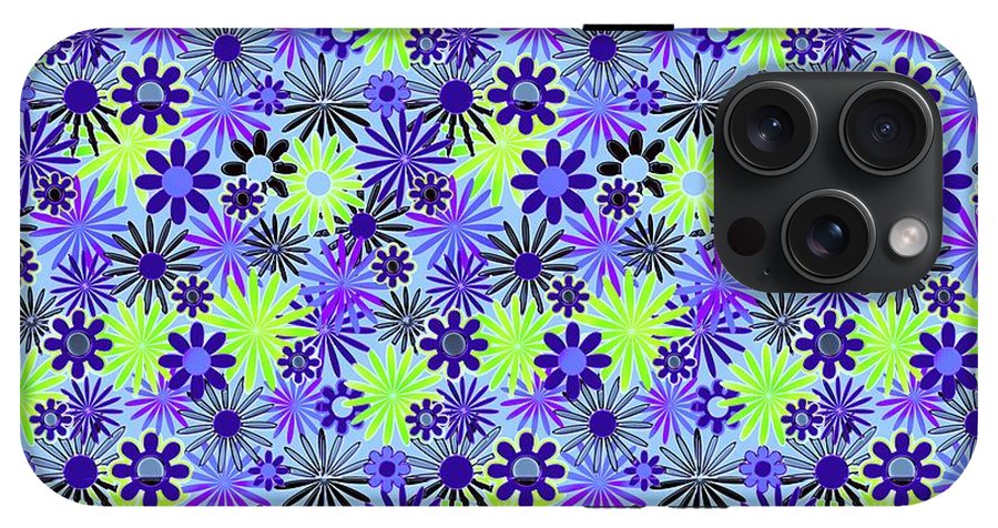 Purple and Green Daisies Variation 4 - Phone Case