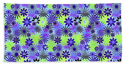 Purple and Green Daisies Variation 4 - Bath Towel