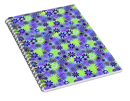 Purple and Green Daisies Variation 4 - Spiral Notebook