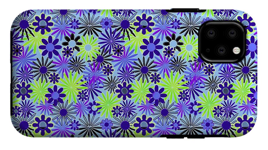 Purple and Green Daisies Variation 4 - Phone Case