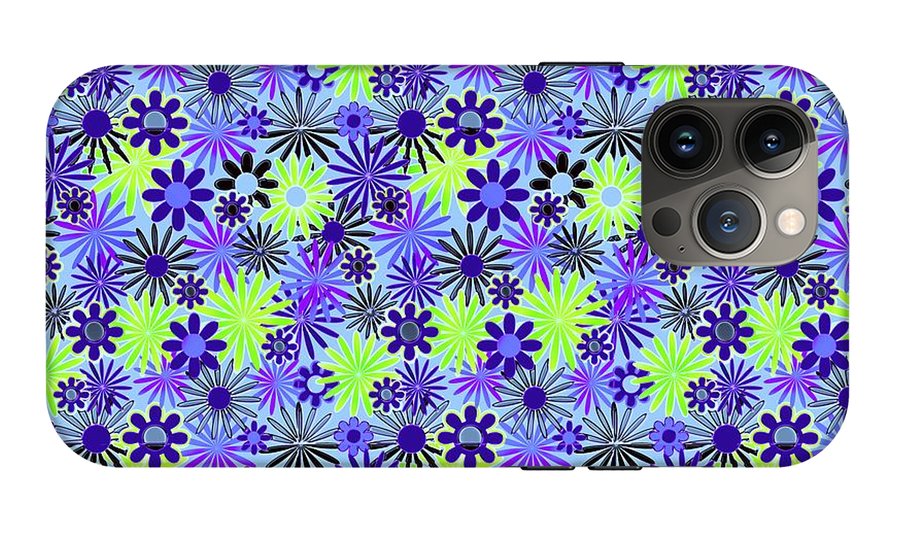 Purple and Green Daisies Variation 4 - Phone Case