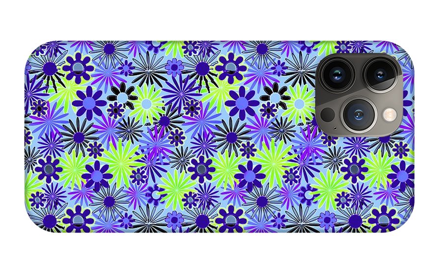 Purple and Green Daisies Variation 4 - Phone Case