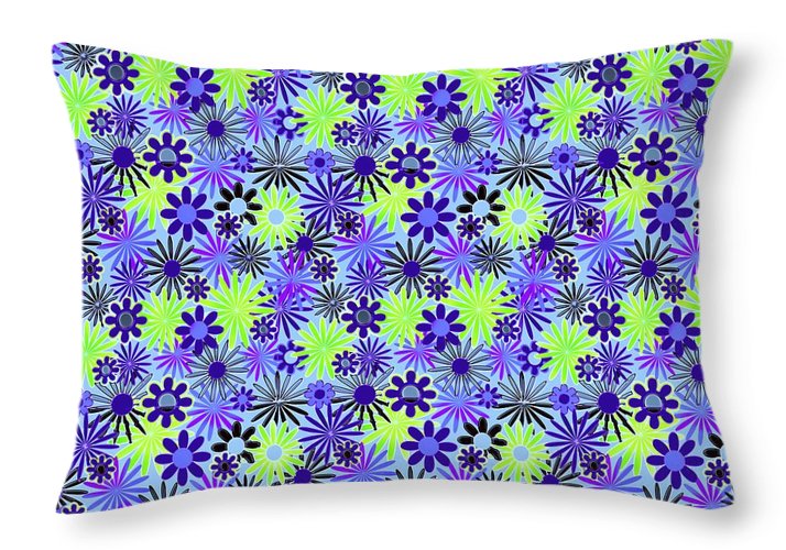 Purple and Green Daisies Variation 4 - Throw Pillow