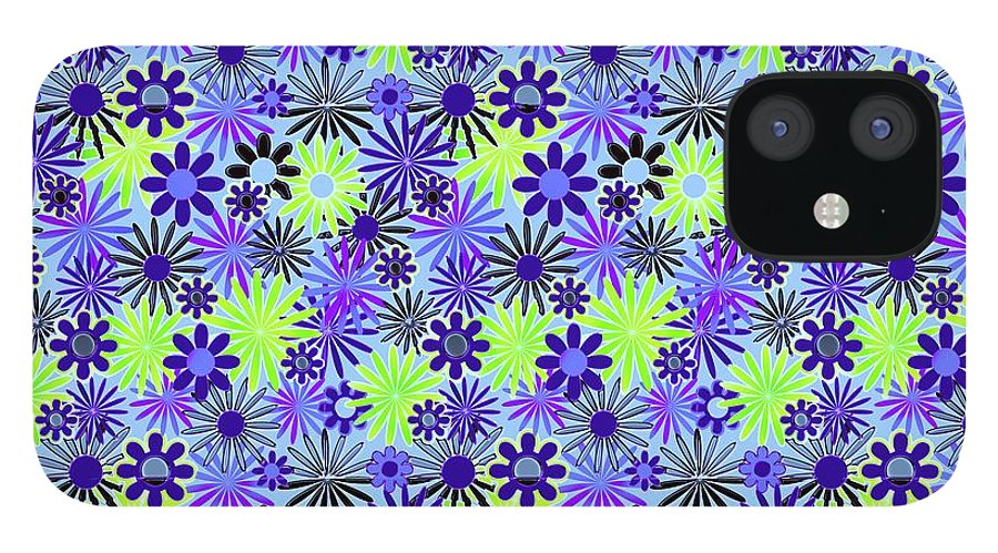 Purple and Green Daisies Variation 4 - Phone Case