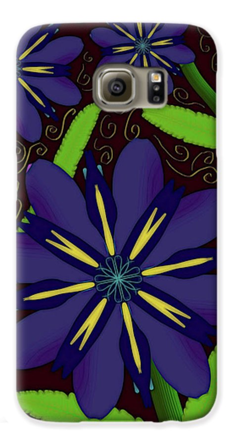 Purple Flowers Yellow Swirls - Phone Case
