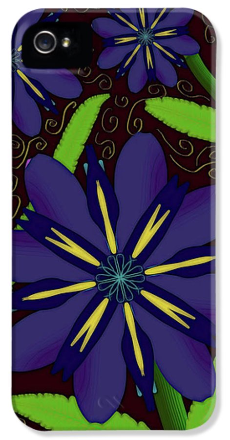 Purple Flowers Yellow Swirls - Phone Case