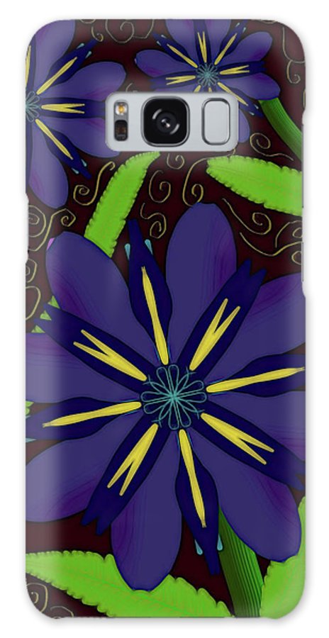 Purple Flowers Yellow Swirls - Phone Case