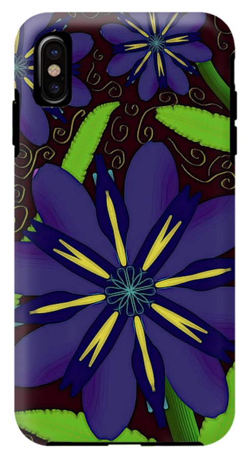 Purple Flowers Yellow Swirls - Phone Case