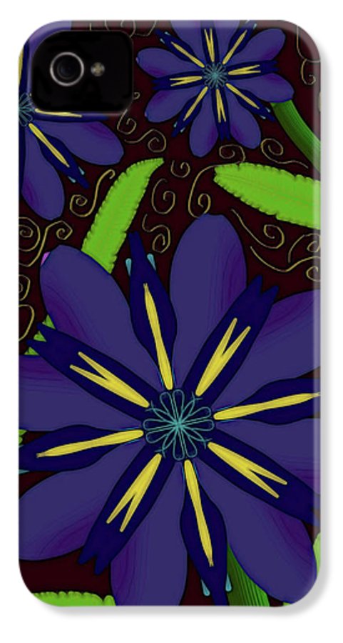 Purple Flowers Yellow Swirls - Phone Case